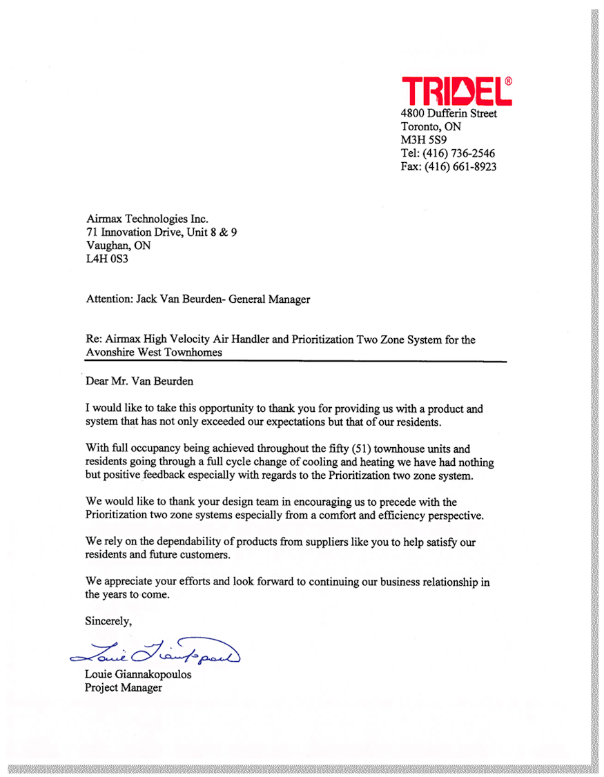 Tridel Letter